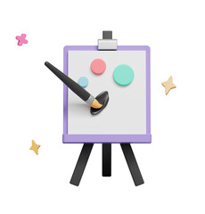 페인팅 이젤 캔버스 붓 Painting  Easel Canvas and Brush Icon