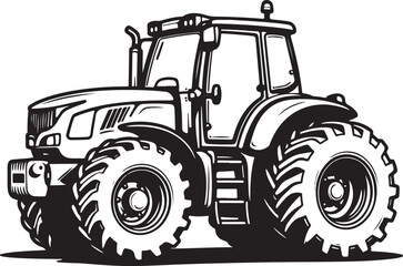 Obraz premium Bold Black and White Tractor Illustration graphics