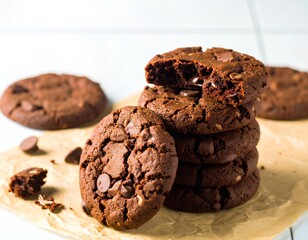 Fototapeta premium Melted Chocolate Chip Cookies A Close-Up View of Decadent Baked Goods