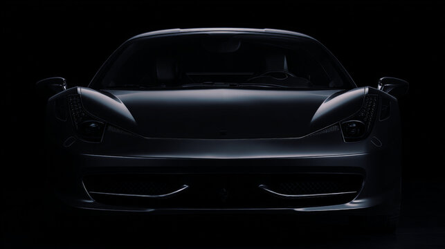 A sleek, high-end black luxury sports car displayed against a dramatic black background in banner format. Generative AI