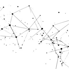 Abstract network connection black and white dot and line design connection technology background illustration art