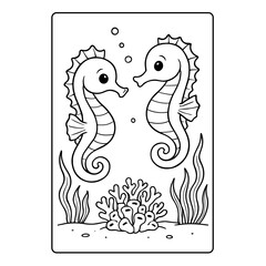 Sea Horse Children Coloring Pages