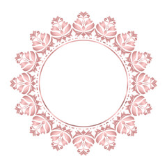 Elegant Rose Gold Circle Mandala Frame Floral Border