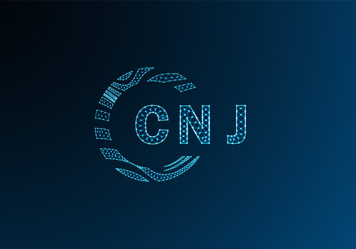 CNJ low poly letter logo vector design. CNJ lower poly logo design. CNJ unique low poly logo design.
