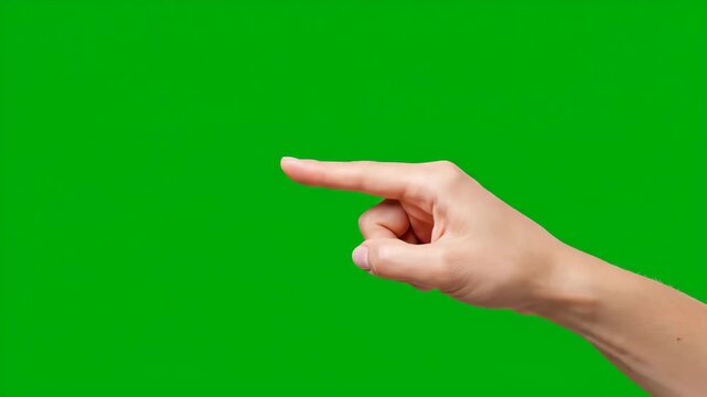 Hand Pressing Invisible Button - Green Screen - A close-up shot of a hand pressing an invisible button against a bright green screen background. The action is decisive and suggests finality.