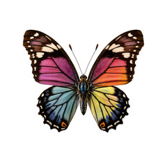 Colorful butterfly with vibrant wings against a white background  