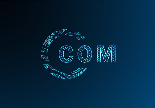 COM low poly letter logo vector design. COM lower poly logo design. COM unique low poly logo design.