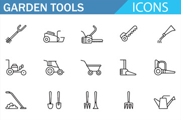 Gardening Equipment Icons: Tools for Planting, Digging, and Maintenance