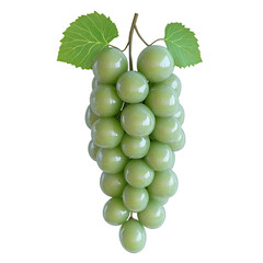 Obraz premium Vibrant cluster of green grapes with fresh leaves, perfect for food blogs, healthy eating, and culinary design projects