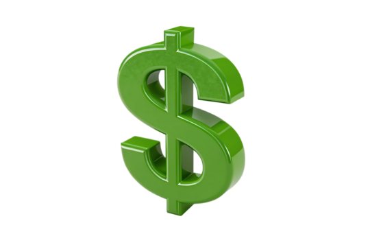A green dollar sign standing upright against a black background in a studio shot with soft lighting created with generated ai