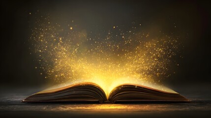 Open book radiating golden light.