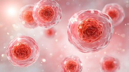 Detailed illustration of several stem cells.