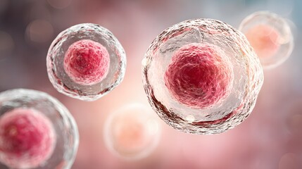 Close-up view of multiple stem cells.