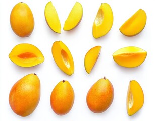 Fresh Mango Slices On A White Surface