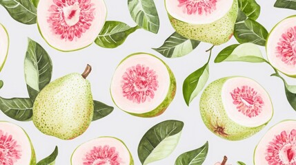Fruit And Leaves Watercolor Seamless Pattern