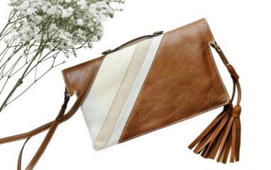 Fashion Clutch with Chevron and Tassel Combo on white background