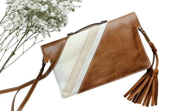 Fashion Clutch with Chevron and Tassel Combo on white background