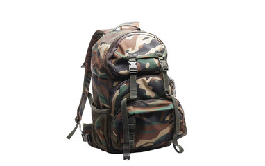 Heavy-Duty Backpack with Military-Inspired Print on white background