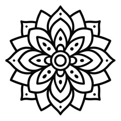 Intricate Black and White Mandala Flower Design