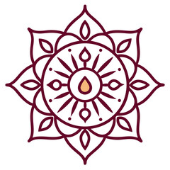 Intricate Burgundy and Gold Mandala Design