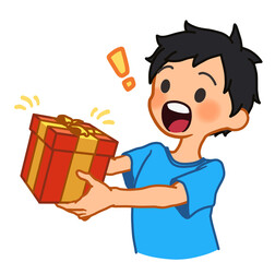 プレゼントをもらって喜ぶこども 男の子