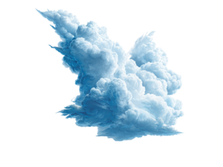 Abstract blue cloud formation isolated on black background, Isolated On White Background, Png Transparent