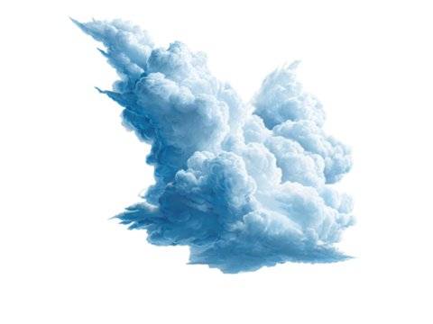 Abstract blue cloud formation isolated on black background, Isolated On White Background, Png Transparent