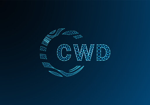 CWD low poly letter logo vector design. CWD lower poly logo design. CWD unique low poly logo design.