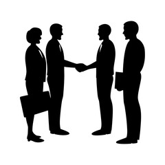 Business partners shaking hands silhouette