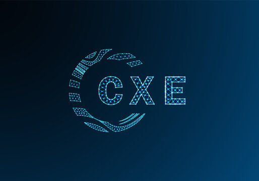 CXE low poly letter logo vector design. CXE lower poly logo design. CXE unique low poly logo design.