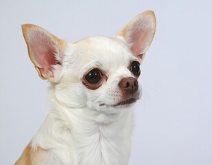 Obraz premium Charming close-up portrait of a cream and tan chihuahua with alert expression
