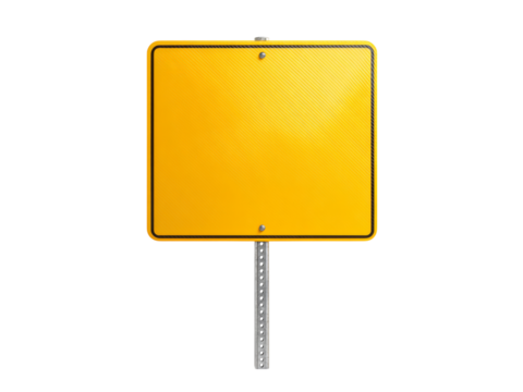Blank yellow road sign isolated on black background, Isolated On White Background, Png Transparent
