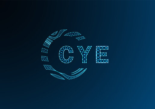 CYE low poly letter logo vector design. CYE lower poly logo design. CYE unique low poly logo design.
