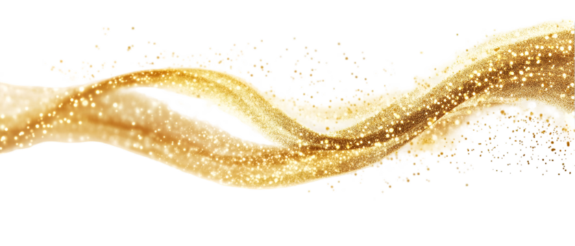 Dynamic golden splash with sparkling glitter effect, elegant flow and movement perfect for luxury design needs