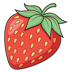 Obraz premium Bold Strawberry Drawing with Yellow Seeds and Leaf Detail