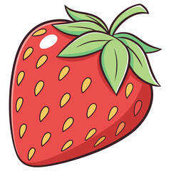 Cute Cartoon Strawberry Vector for Food and Kids Projects