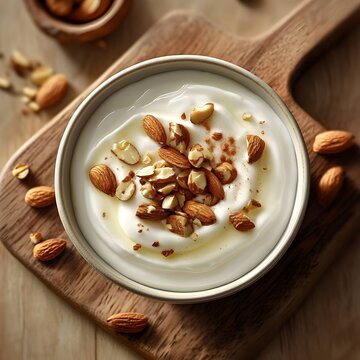 Yogurt bowl with fresh almonds