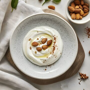 Fresh almonds with creamy yogurt