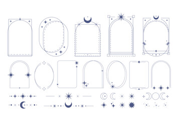 Tarot frame collection with celestial moon symbols