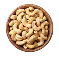 Fototapeta premium Freshly roasted cashew nuts in a wooden bowl ready to be enjoyed as a healthy snack