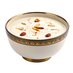 Indian traditional sweet kheer in bowl on transparent png background