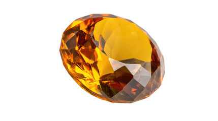 Fototapeta premium Round Faceted Citrine Gemstone with Brilliant Cut isolated on transparent background Remove png, Clipping Path, pen tool
