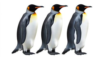 Obraz premium Three penguins displayed against white background