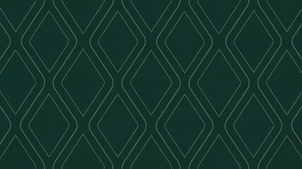 Fototapeta premium Elegant geometric diamond pattern in deep forest green with subtle light grey outlines, perfect for modern interior design backgrounds