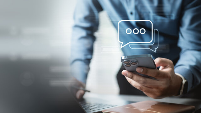 Communication chat message contact. Social network messaging. Text message bubble. Online chat text box. Internet social media addiction.