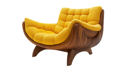yellow armchair isolated on white background , transparent png 
