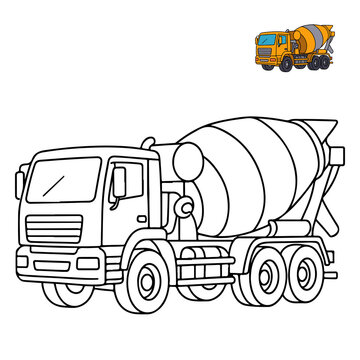 Concrete Mixer Truck Construction Vehicles Coloring Pages