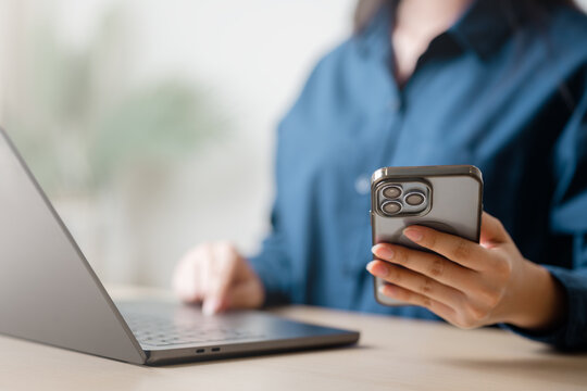 Using smartphone social media concept. Mobile internet banking. Typing online community post, Chat, Comment. Online shopping payment. Artificial intelligence technology. - Powered by Adobe