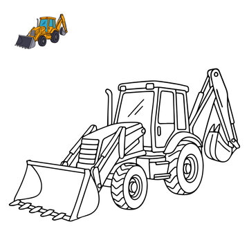 Backhoe Loader Construction Vehicles Coloring Pages