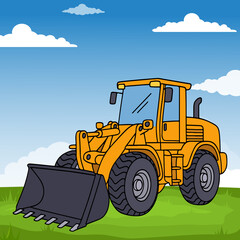 Naklejka premium Wheel Loader Heavy Equipment Cartoon